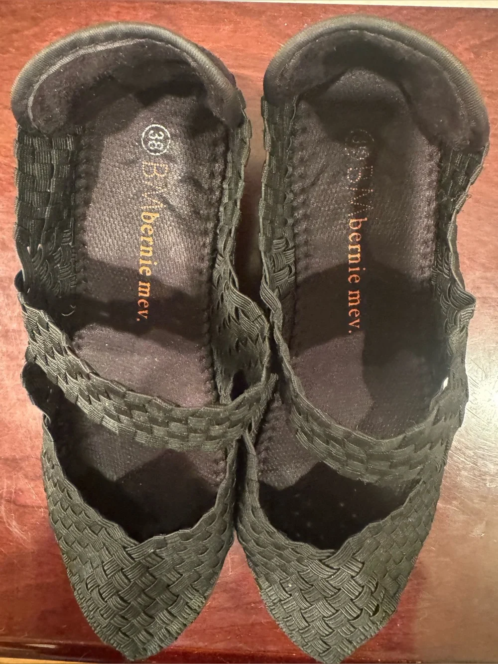 Women’s Bernie Mev. Black Woven Wedge Shoes - Size 38 ( US 7.5 )